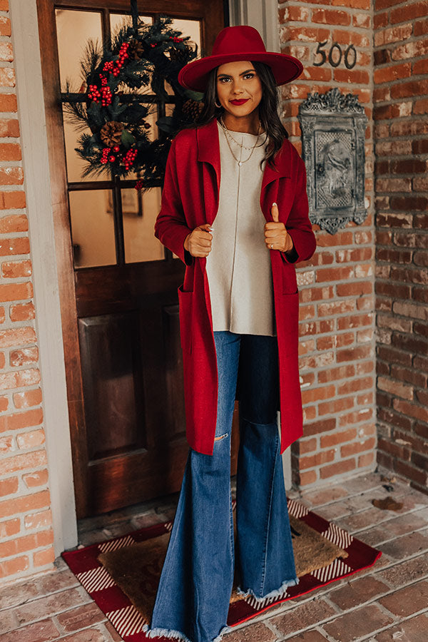 Instant Classic Cardigan In Wine Image - 1