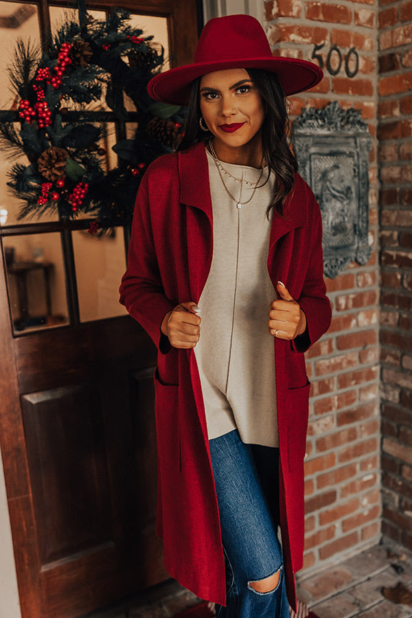 Instant Classic Cardigan In Wine Image - 2