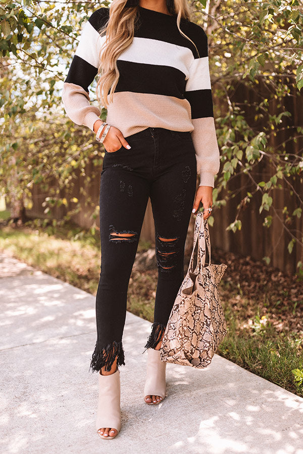 The Barkley Midrise Distressed Ankle Skinny In Black