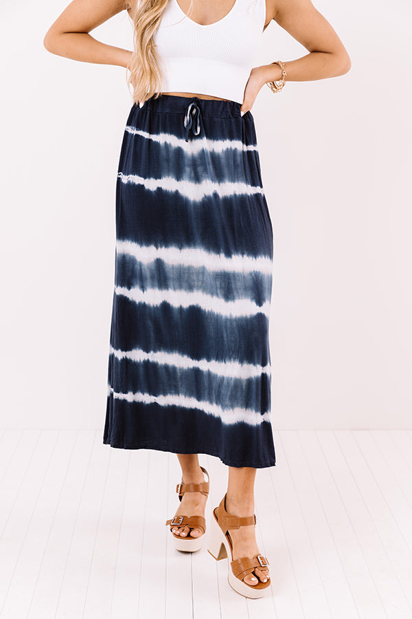 Wishing For Waves Tie Dye Skirt In Navy