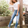The Barkley Midrise Distressed Ankle Skinny In Medium Wash Image - 1