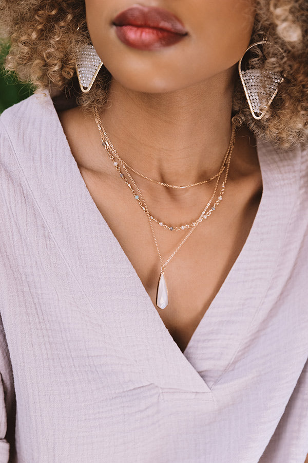 Clearly Chic Semi Precious Layered Necklace In White