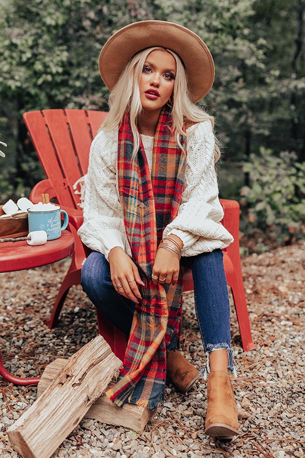 Lattes And Leaves Plaid Scarf