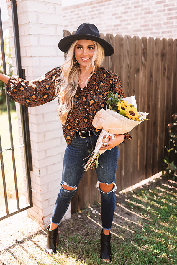 Sweet Gaze Leopard Shift Top In Brown Image - 1
