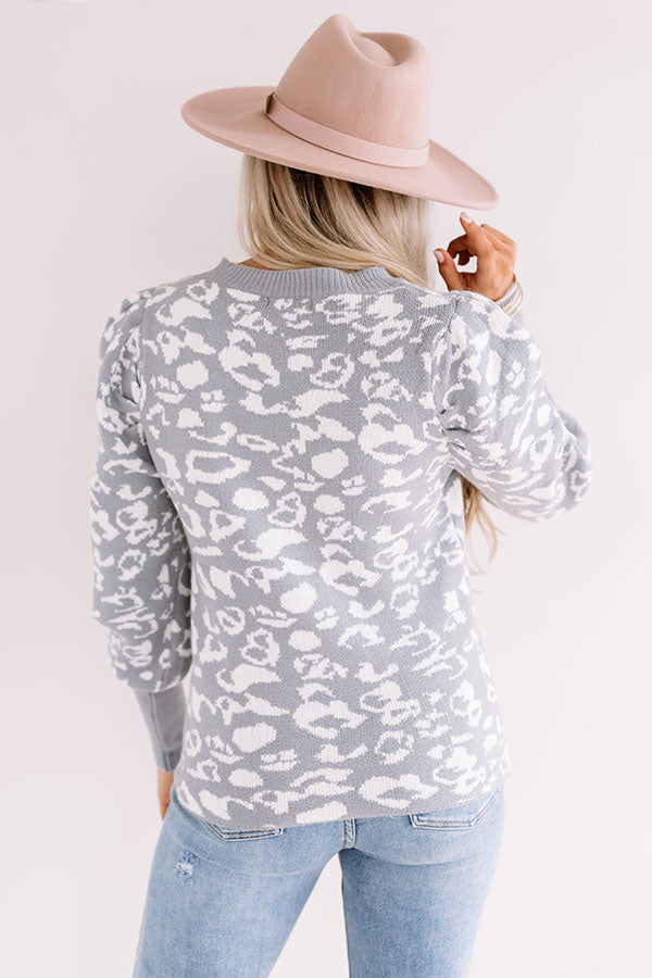 Pikes Peak Knit Leopard Sweater In Grey Image - 4