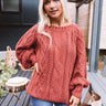 Pumpkin Spice Cable Knit Sweater In Aurora Red Image - 1
