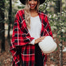 Autumn Mornings Plaid Poncho In Red Image - 1
