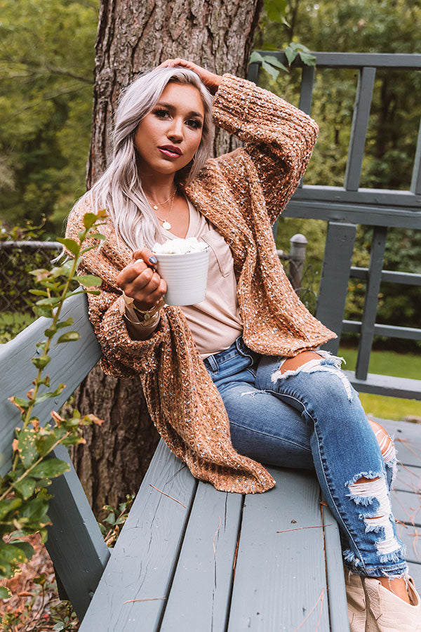 Pumpkin Patch Cozy Knit Cardigan In Camel Image - 2