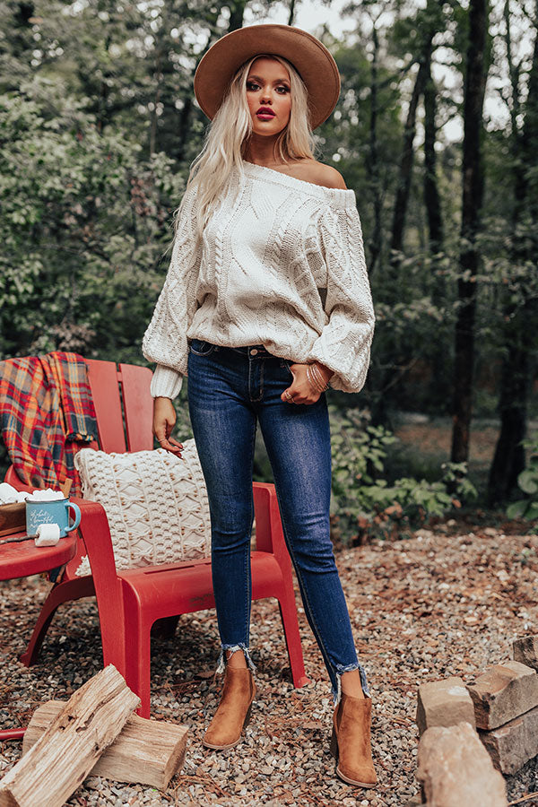 Pumpkin Spice Cable Knit Sweater In Ivory