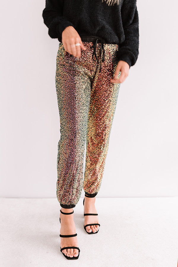 Extra Sparkles Sequin Joggers In Black Image - 1