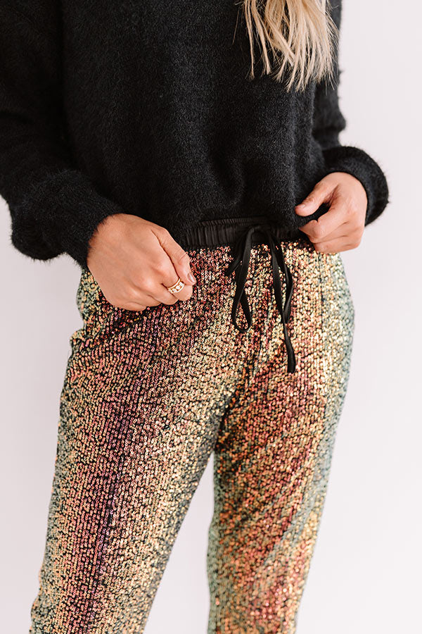Extra Sparkles Sequin Joggers In Black Image - 2