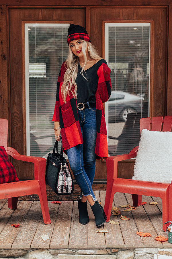 Fall Weather Knit Cardigan In Red