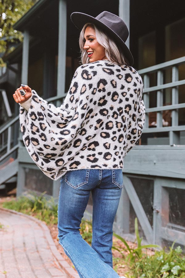 Cute Caption Ultra Soft Leopard Cardigan In Ivory Image - 5