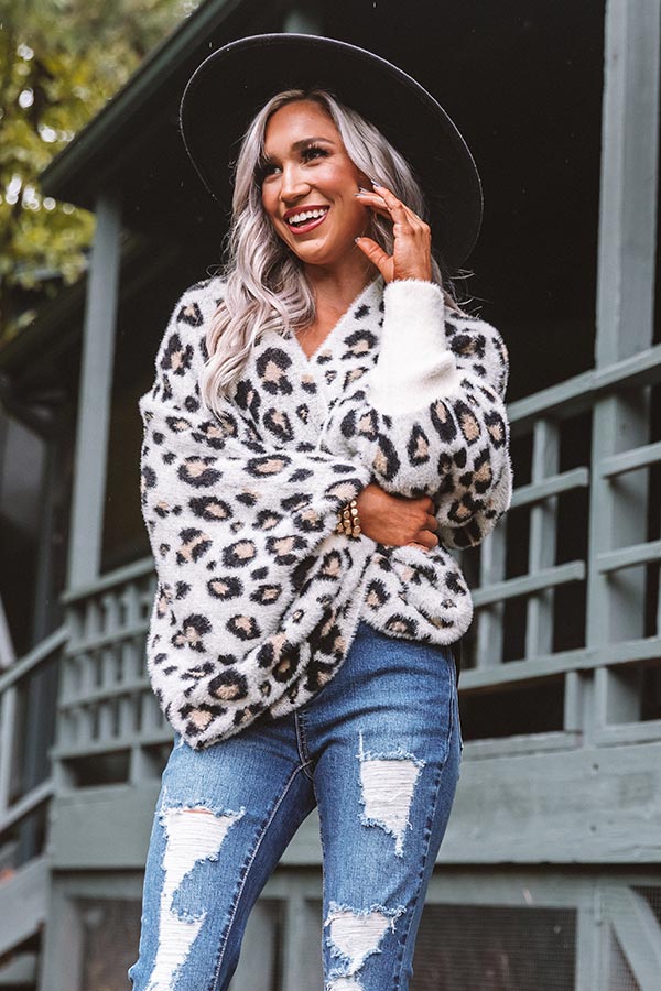 Cute Caption Ultra Soft Leopard Cardigan In Ivory Image - 2