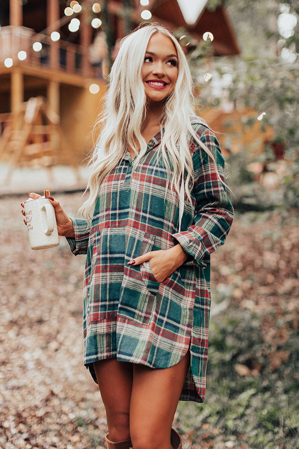 Rocky Mountain Bliss Flannel Sweater In Hunter Green Image - 5