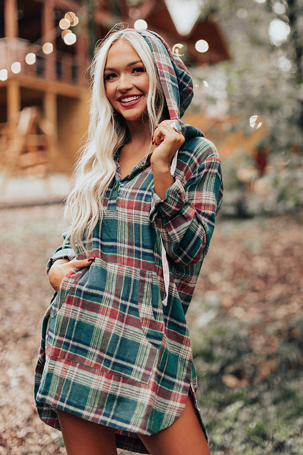 Rocky Mountain Bliss Flannel Sweater In Hunter Green Image - 2