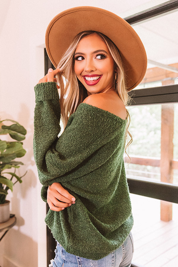 Headed To Aspen Knit Sweater In Hunter Green Image - 2
