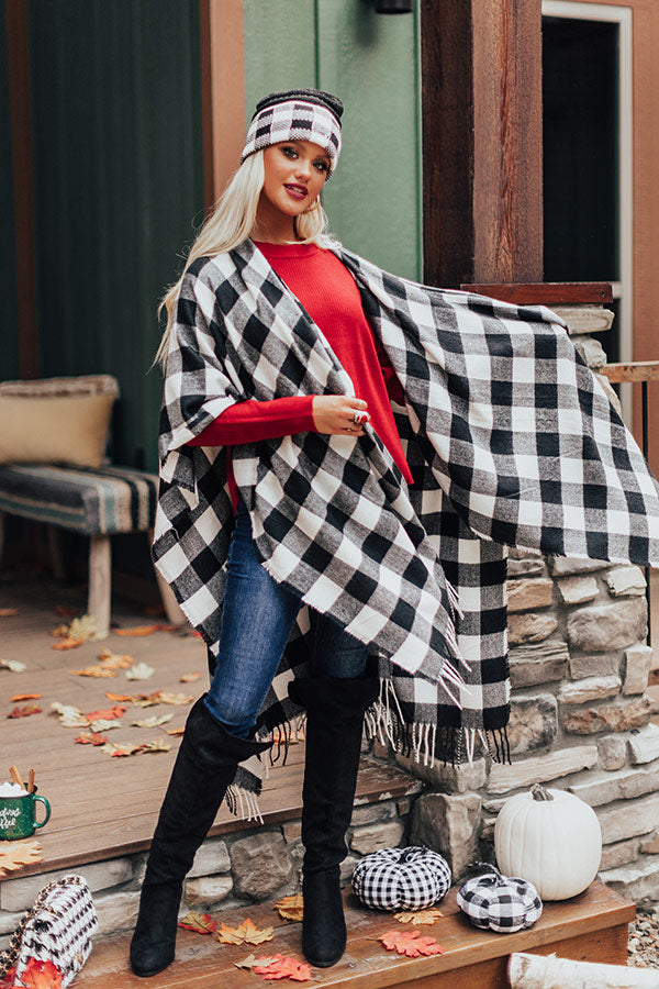 Autumn Rush Buffalo Check Poncho In Black Image - 1
