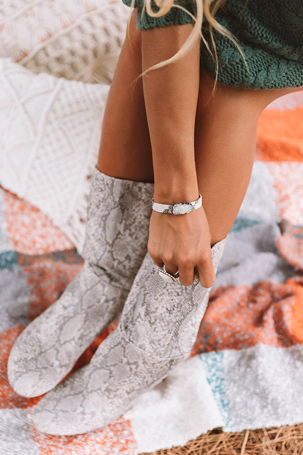 Lovely Lane Druzy Snake Print Cuff Bracelet In Grey Image - 1