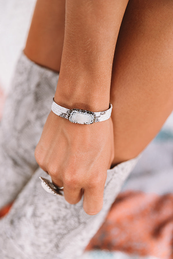 Lovely Lane Druzy Snake Print Cuff Bracelet In Grey Image - 2