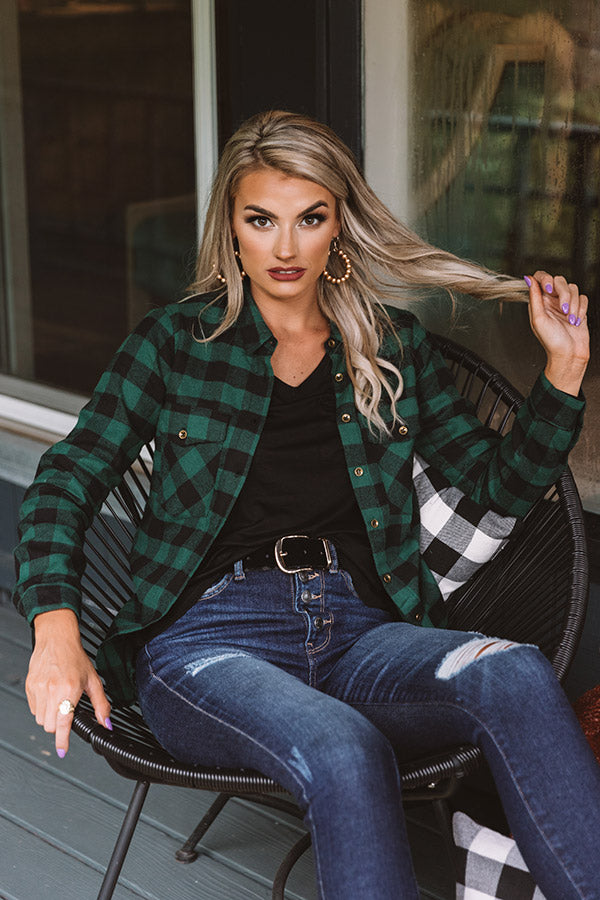 Slice Of Pie Flannel Top In Green