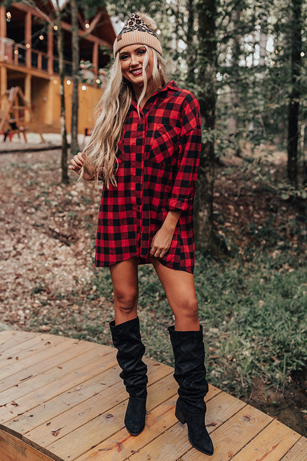 Napa And Chill Flannel Tunic In Red