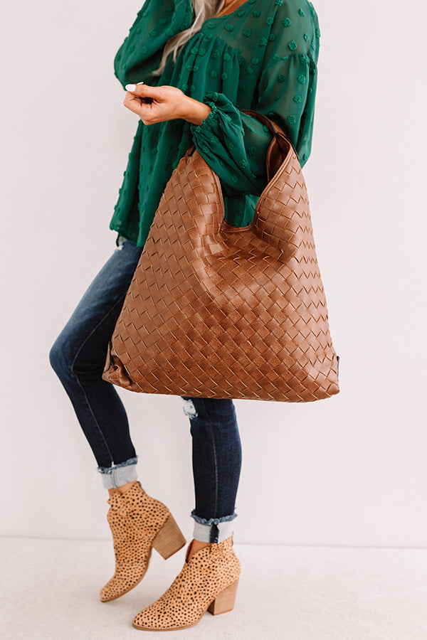 Bryant Park Bungalow Faux Leather Tote In Chestnut