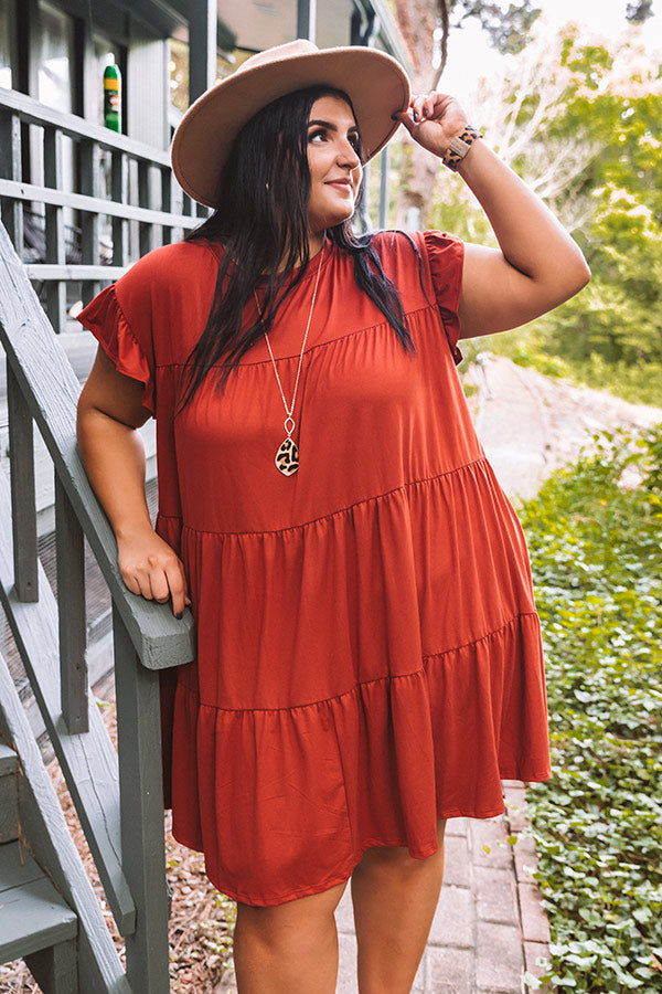 Ready To Party Babydoll Dress In Rust Curves Image - 5