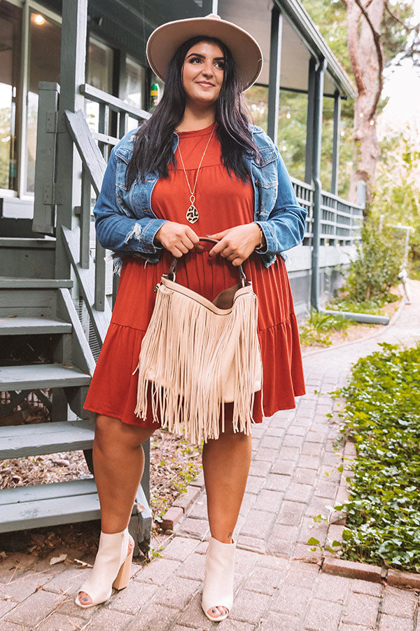 Ready To Party Babydoll Dress In Rust Curves Image - 1