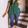 Sugar Pie Babydoll Eyelet Top In Hunter Green Curves Image - 1