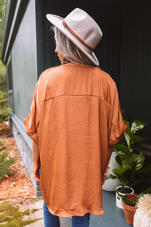Kissing By Candlelight Shift Top In Dark Camel Image - 5