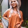 Kissing By Candlelight Shift Top In Dark Camel Image - 1