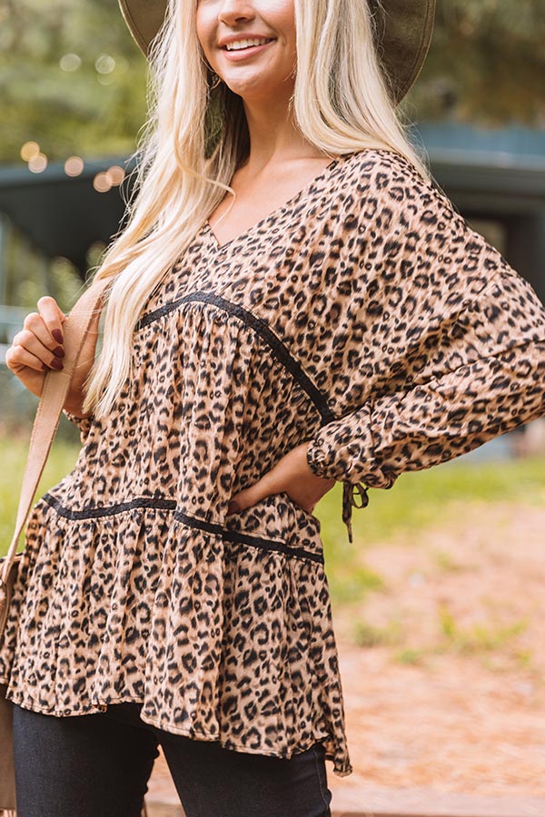 Love of Lattes Leopard Babydoll Top Image - 4