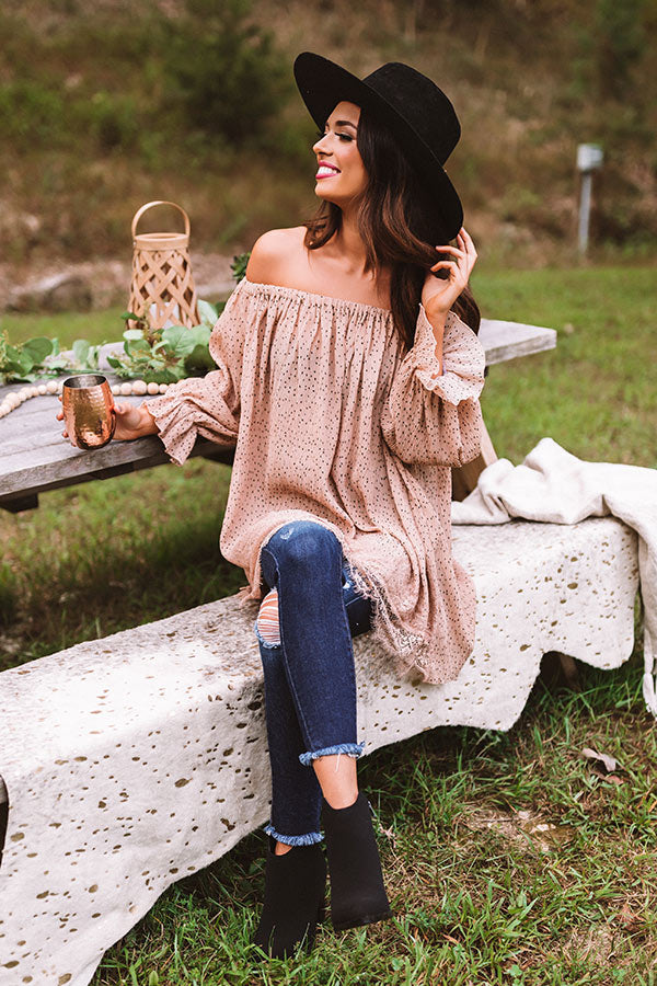 Pretty And Polished Shift Top In Iced Latte