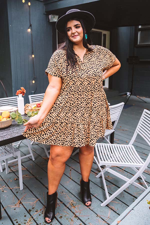 Swoon And Sway Leopard Shift Dress in Camel Curves Image - 4