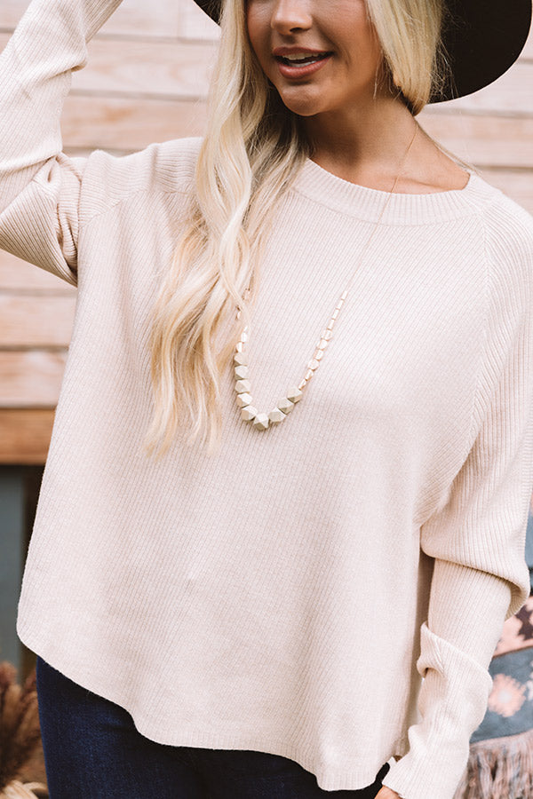 Coffee In Connecticut Ribbed Sweater In Iced Latte Image - 4