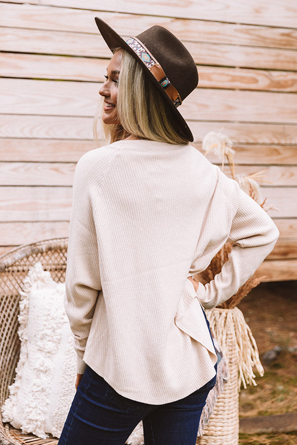 Coffee In Connecticut Ribbed Sweater In Iced Latte Image - 5