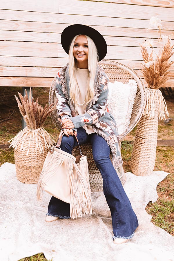 Sweet Retreat Frayed Cardigan In Slate Image - 3