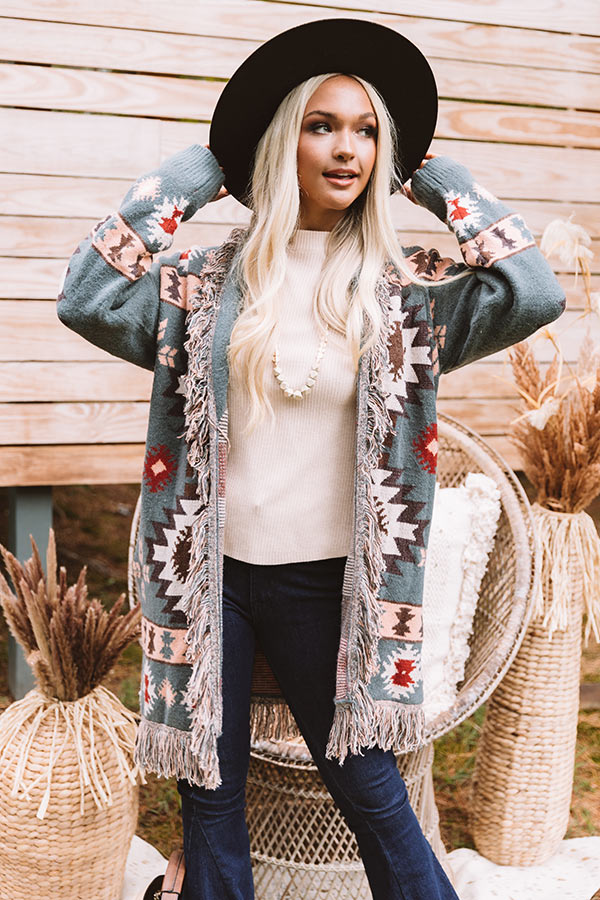 Sweet Retreat Frayed Cardigan In Slate Image - 1