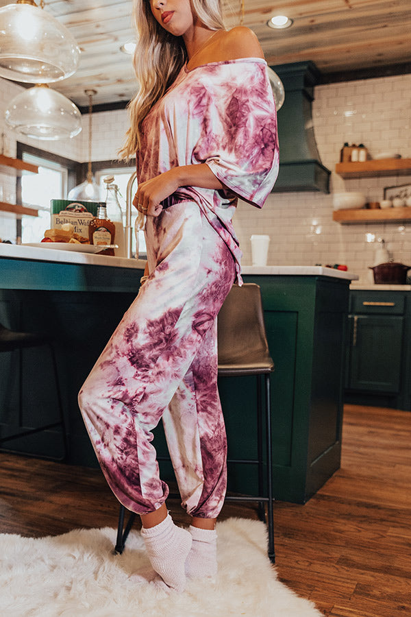 Cozy Mornings Tie Dye Joggers in Purple Image - 2