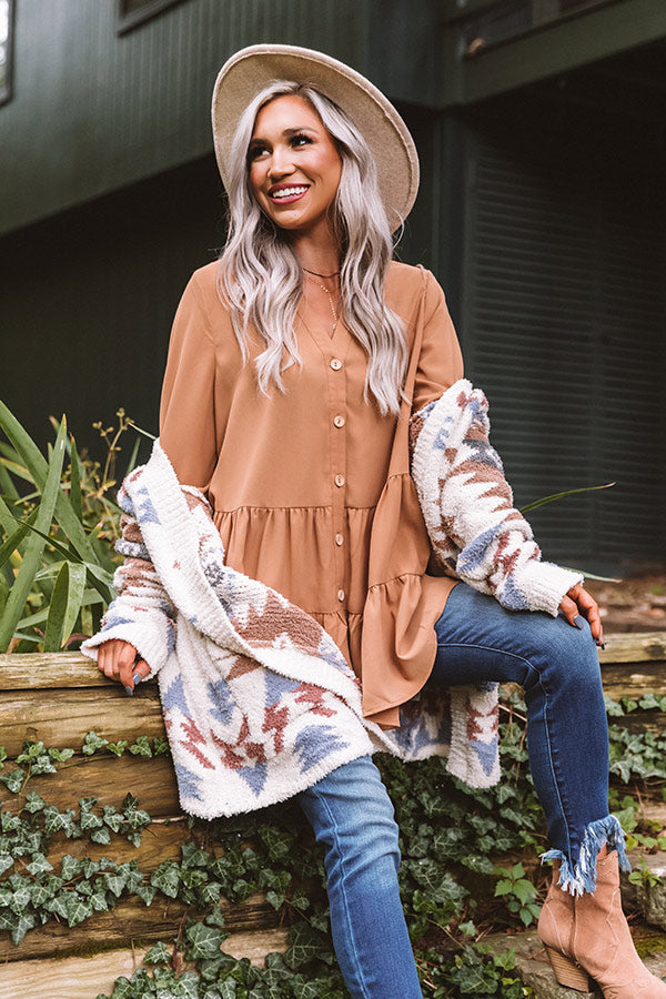 Limos And Lattes Shift Top In Camel Image - 1