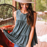 Lattes With Friends Babydoll Top In Teal Image - 1