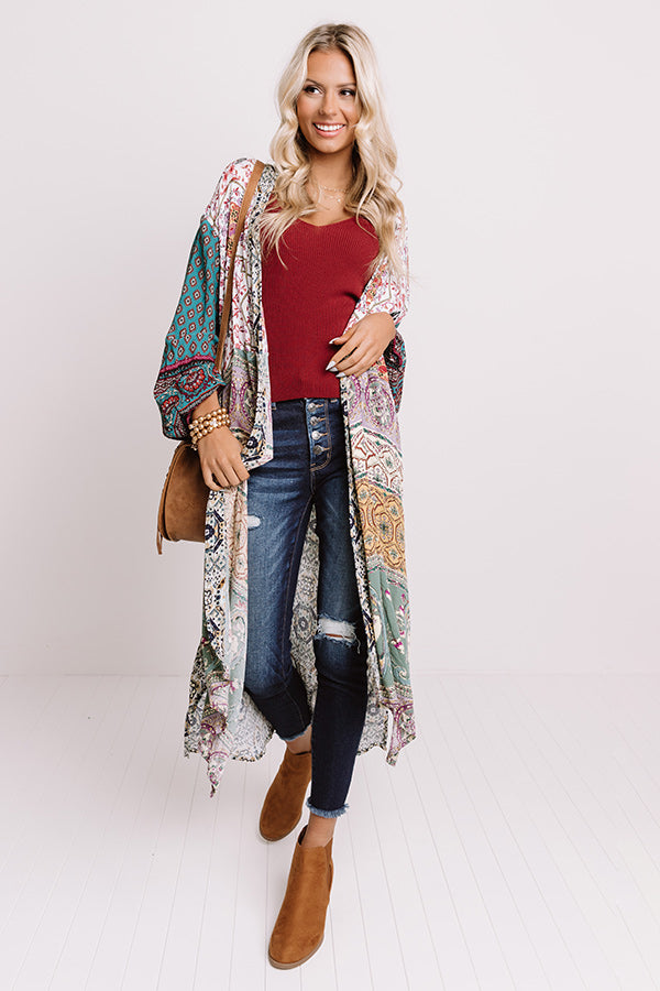 Out Of The Woods Floral Duster In Sage