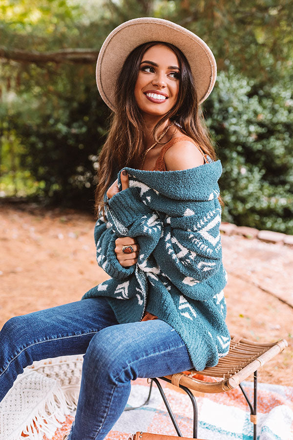 Campfires And Friends Cardigan In Teal Image - 2