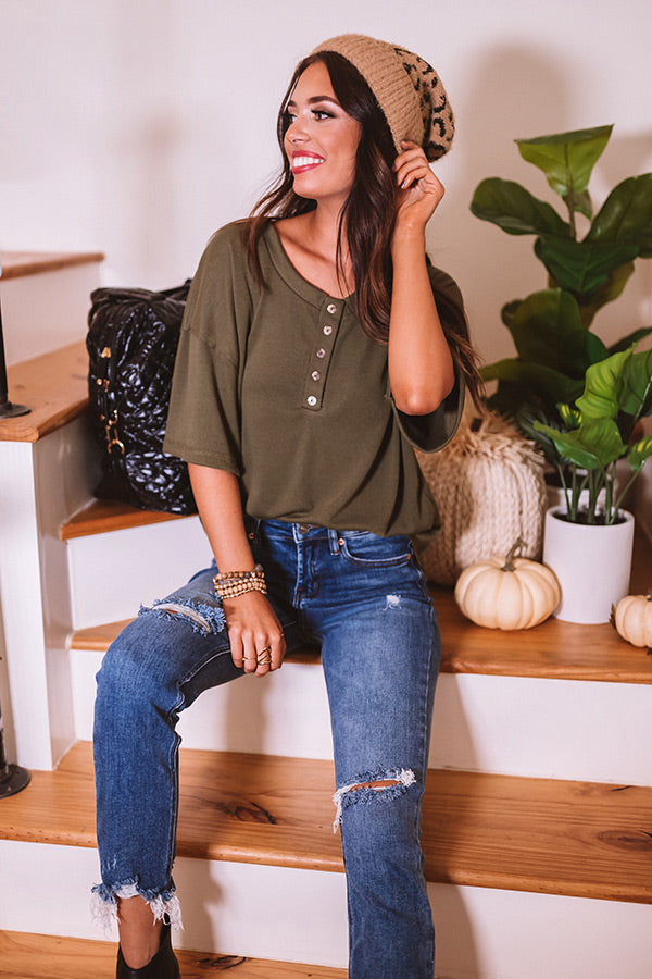 Denver Destination Shift Top In Army Green