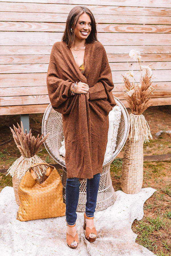 Fall Morning Duster Cardigan in Chocolate