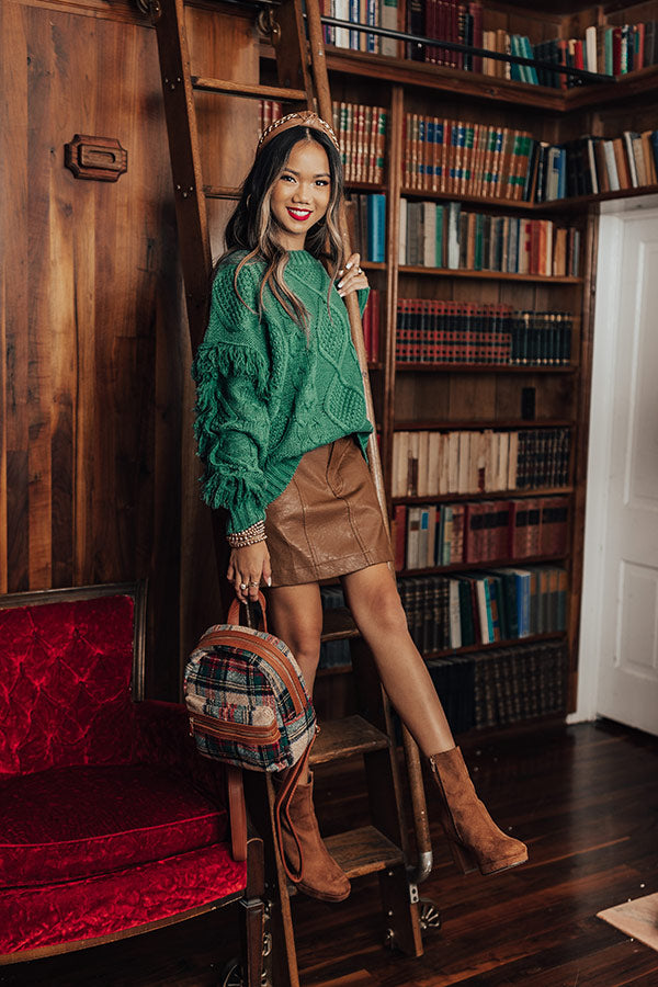 Cozy With You Cable Knit Sweater in Hunter Green