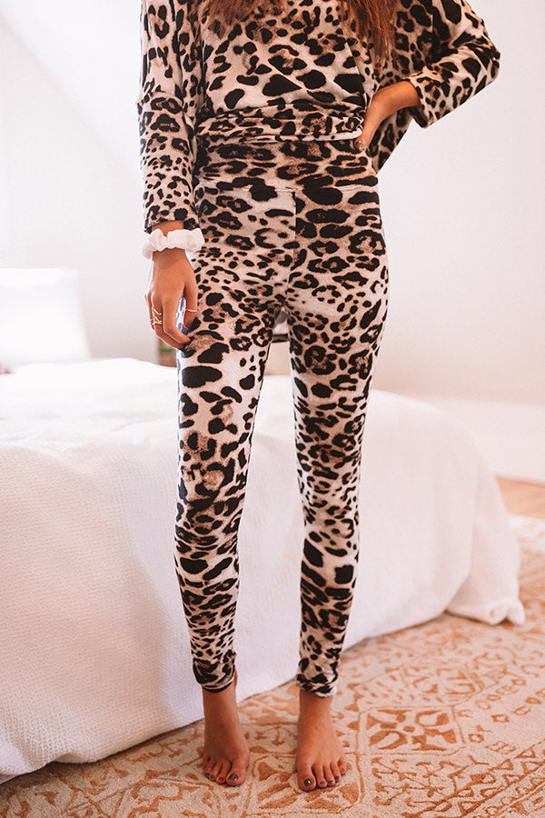 Cozy And Fabulous Leopard Leggings In Brown Image - 1