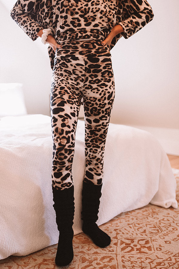Cozy And Fabulous Leopard Leggings In Brown Image - 3