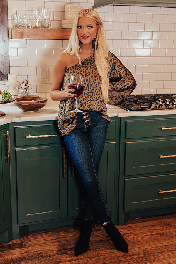 The Only One Leopard Shift Top In Martini Olive
